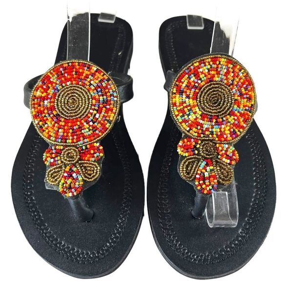 African Maasai Beaded Leather Sandals - Picture 9 of 9